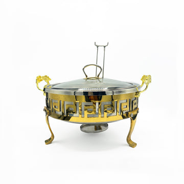 Small 24cm Buffet Serving Dishes with Lid, Stand & Burner-Stainless Steel